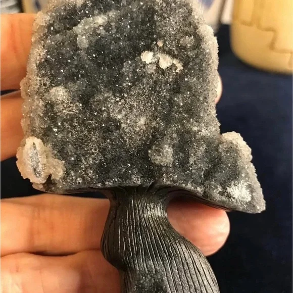 Sphalerite Crystal Treehouse Carving w/ Druzy Geodes 120g Natural Mineral 3.75” - Picture 7 of 8